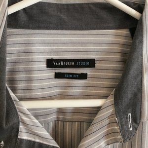 Men's L Van Heuesen Striped slim fit Dress Shirt